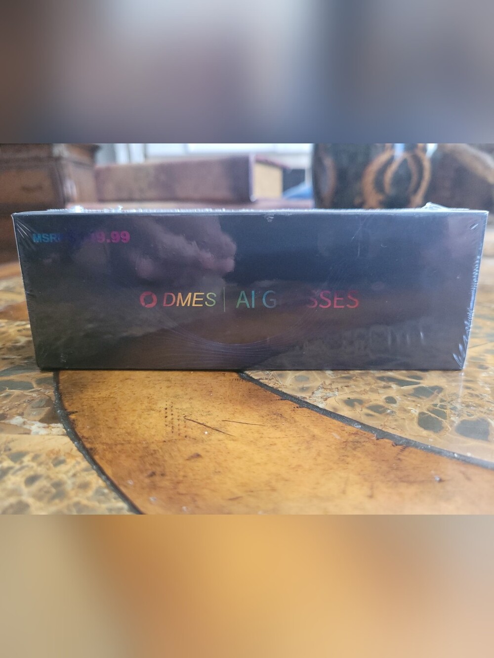 DMES AI Glasses Holographic Logo Black Box